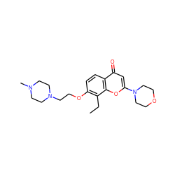 CCc1c(OCCN2CCN(C)CC2)ccc2c(=O)cc(N3CCOCC3)oc12 ZINC000022443724