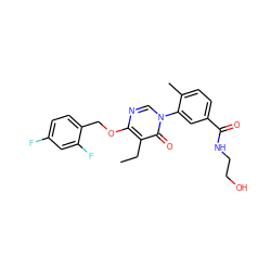 CCc1c(OCc2ccc(F)cc2F)ncn(-c2cc(C(=O)NCCO)ccc2C)c1=O ZINC000072175476