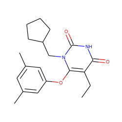 CCc1c(Oc2cc(C)cc(C)c2)n(CC2CCCC2)c(=O)[nH]c1=O ZINC000043022319