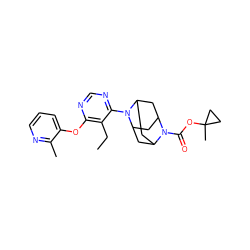 CCc1c(Oc2cccnc2C)ncnc1N1C2CC3CC1CC(C2)N3C(=O)OC1(C)CC1 ZINC000095594810