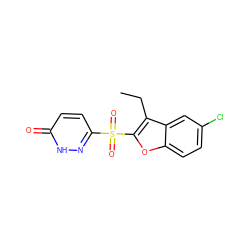 CCc1c(S(=O)(=O)c2ccc(=O)[nH]n2)oc2ccc(Cl)cc12 ZINC000011536191