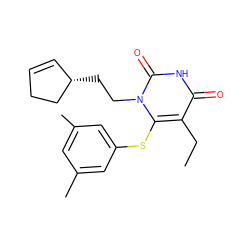 CCc1c(Sc2cc(C)cc(C)c2)n(CC[C@H]2C=CCC2)c(=O)[nH]c1=O ZINC000043012502