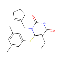 CCc1c(Sc2cc(C)cc(C)c2)n(CC2=CCCC2)c(=O)[nH]c1=O ZINC000043017361