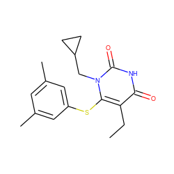 CCc1c(Sc2cc(C)cc(C)c2)n(CC2CC2)c(=O)[nH]c1=O ZINC000033997141