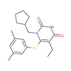 CCc1c(Sc2cc(C)cc(C)c2)n(CC2CCCC2)c(=O)[nH]c1=O ZINC000042964856