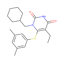 CCc1c(Sc2cc(C)cc(C)c2)n(CC2CCCCC2)c(=O)[nH]c1=O ZINC000034034212