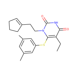 CCc1c(Sc2cc(C)cc(C)c2)n(CCC2=CCCC2)c(=O)[nH]c1=O ZINC000043120519