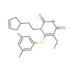 CCc1c(Sc2cc(C)cc(C)c2)n(CCC2CC=CC2)c(=O)[nH]c1=O ZINC000043016229