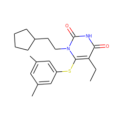 CCc1c(Sc2cc(C)cc(C)c2)n(CCC2CCCC2)c(=O)[nH]c1=O ZINC000043009053