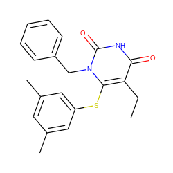 CCc1c(Sc2cc(C)cc(C)c2)n(Cc2ccccc2)c(=O)[nH]c1=O ZINC000006424942