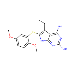 CCc1c(Sc2cc(OC)ccc2OC)[nH]c2nc(N)nc(N)c12 ZINC000014967439