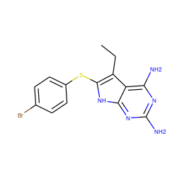 CCc1c(Sc2ccc(Br)cc2)[nH]c2nc(N)nc(N)c12 ZINC000014967420