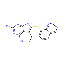 CCc1c(Sc2cccc3cccnc23)[nH]c2nc(N)nc(N)c12 ZINC000014967451