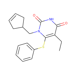 CCc1c(Sc2ccccc2)n(CC2CC=CC2)c(=O)[nH]c1=O ZINC000042988901