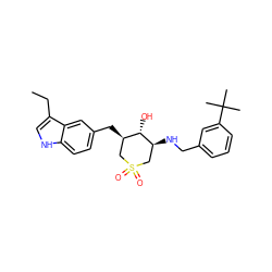 CCc1c[nH]c2ccc(C[C@@H]3CS(=O)(=O)C[C@H](NCc4cccc(C(C)(C)C)c4)[C@H]3O)cc12 ZINC000084653615