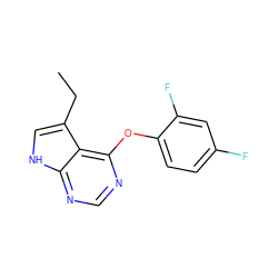 CCc1c[nH]c2ncnc(Oc3ccc(F)cc3F)c12 ZINC000169331615