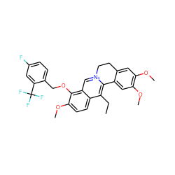 CCc1c2[n+](cc3c(OCc4ccc(F)cc4C(F)(F)F)c(OC)ccc13)CCc1cc(OC)c(OC)cc1-2 ZINC000042875467