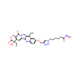 CCc1c2c(nc3ccc(OCc4cn(CCCCCC(=O)NO)nn4)cc13)-c1cc3c(c(=O)n1C2)COC(=O)[C@]3(O)CC ZINC000096927731