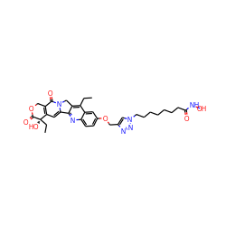 CCc1c2c(nc3ccc(OCc4cn(CCCCCCCC(=O)NO)nn4)cc13)-c1cc3c(c(=O)n1C2)COC(=O)[C@]3(O)CC ZINC000096927733