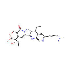 CCc1c2c(nc3cnc(C#CCN(C)C)cc13)-c1cc3c(c(=O)n1C2)COC(=O)[C@]3(O)CC ZINC000013740836