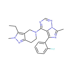 CCc1c2c(nn1C)CCN(c1ncnn3c(C)nc(-c4ccccc4F)c13)C2 ZINC000169711744