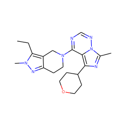 CCc1c2c(nn1C)CCN(c1ncnn3c(C)nc(C4CCOCC4)c13)C2 ZINC000169711739