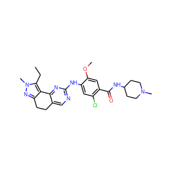 CCc1c2c(nn1C)CCc1cnc(Nc3cc(Cl)c(C(=O)NC4CCN(C)CC4)cc3OC)nc1-2 ZINC000169702424