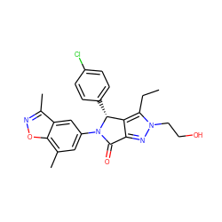 CCc1c2c(nn1CCO)C(=O)N(c1cc(C)c3onc(C)c3c1)[C@@H]2c1ccc(Cl)cc1 ZINC000220221648