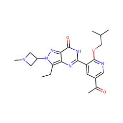 CCc1c2nc(-c3cc(C(C)=O)cnc3OCC(C)C)[nH]c(=O)c2nn1C1CN(C)C1 ZINC000014955584