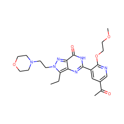 CCc1c2nc(-c3cc(C(C)=O)cnc3OCCOC)[nH]c(=O)c2nn1CCN1CCOCC1 ZINC000014955611