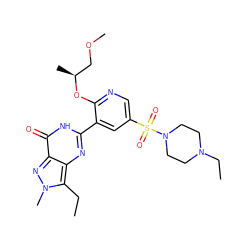 CCc1c2nc(-c3cc(S(=O)(=O)N4CCN(CC)CC4)cnc3O[C@@H](C)COC)[nH]c(=O)c2nn1C ZINC000040847766