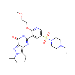 CCc1c2nc(-c3cc(S(=O)(=O)N4CCN(CC)CC4)cnc3OCCOC)[nH]c(=O)c2nn1C(C)C ZINC000073200508