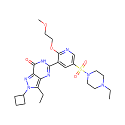 CCc1c2nc(-c3cc(S(=O)(=O)N4CCN(CC)CC4)cnc3OCCOC)[nH]c(=O)c2nn1C1CCC1 ZINC000082154473