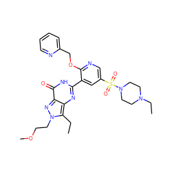 CCc1c2nc(-c3cc(S(=O)(=O)N4CCN(CC)CC4)cnc3OCc3ccccn3)[nH]c(=O)c2nn1CCOC ZINC000082149165