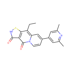 CCc1c2s[nH]c(=O)c2c(=O)n2ccc(-c3cc(C)nc(C)c3)cc12 ZINC000013678287