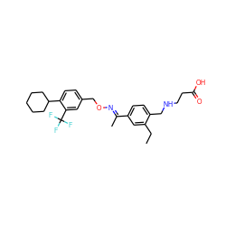 CCc1cc(/C(C)=N/OCc2ccc(C3CCCCC3)c(C(F)(F)F)c2)ccc1CNCCC(=O)O ZINC000006717452