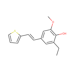 CCc1cc(/C=C/c2cccs2)cc(OC)c1O ZINC000000010995