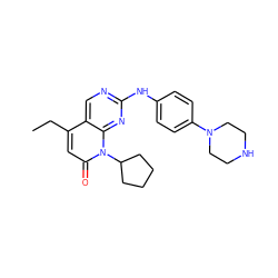 CCc1cc(=O)n(C2CCCC2)c2nc(Nc3ccc(N4CCNCC4)cc3)ncc12 ZINC000013641496