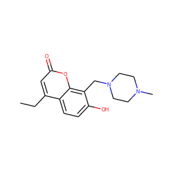 CCc1cc(=O)oc2c(CN3CCN(C)CC3)c(O)ccc12 ZINC000020410942