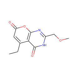 CCc1cc(=O)oc2nc(COC)[nH]c(=O)c12 ZINC000066075570