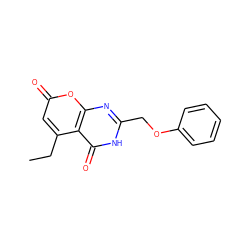 CCc1cc(=O)oc2nc(COc3ccccc3)[nH]c(=O)c12 ZINC000066074863