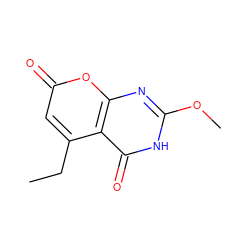 CCc1cc(=O)oc2nc(OC)[nH]c(=O)c12 ZINC000073222829