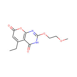 CCc1cc(=O)oc2nc(OCCOC)[nH]c(=O)c12 ZINC000073161650