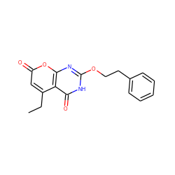 CCc1cc(=O)oc2nc(OCCc3ccccc3)[nH]c(=O)c12 ZINC000073161647