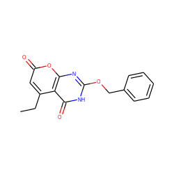 CCc1cc(=O)oc2nc(OCc3ccccc3)[nH]c(=O)c12 ZINC000073221029