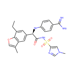 CCc1cc([C@@H](Nc2ccc(C(=N)N)cc2)C(=O)NS(=O)(=O)c2cn(C)cn2)cc2c(C)coc12 ZINC000138278940