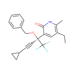 CCc1cc([C@](C#CC2CC2)(OCc2ccccc2)C(F)(F)F)c(=O)[nH]c1C ZINC000005887536