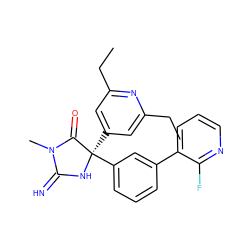 CCc1cc([C@]2(c3cccc(-c4cccnc4F)c3)NC(=N)N(C)C2=O)cc(CC)n1 ZINC000045355323