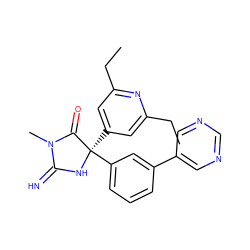 CCc1cc([C@]2(c3cccc(-c4cncnc4)c3)NC(=N)N(C)C2=O)cc(CC)n1 ZINC000038798476