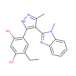 CCc1cc(-c2[nH]nc(C)c2-c2nc3ccccc3n2C)c(O)cc1O ZINC000018114979